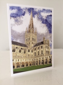 View From Cloisters - Norwich Cathedral Greetings Card